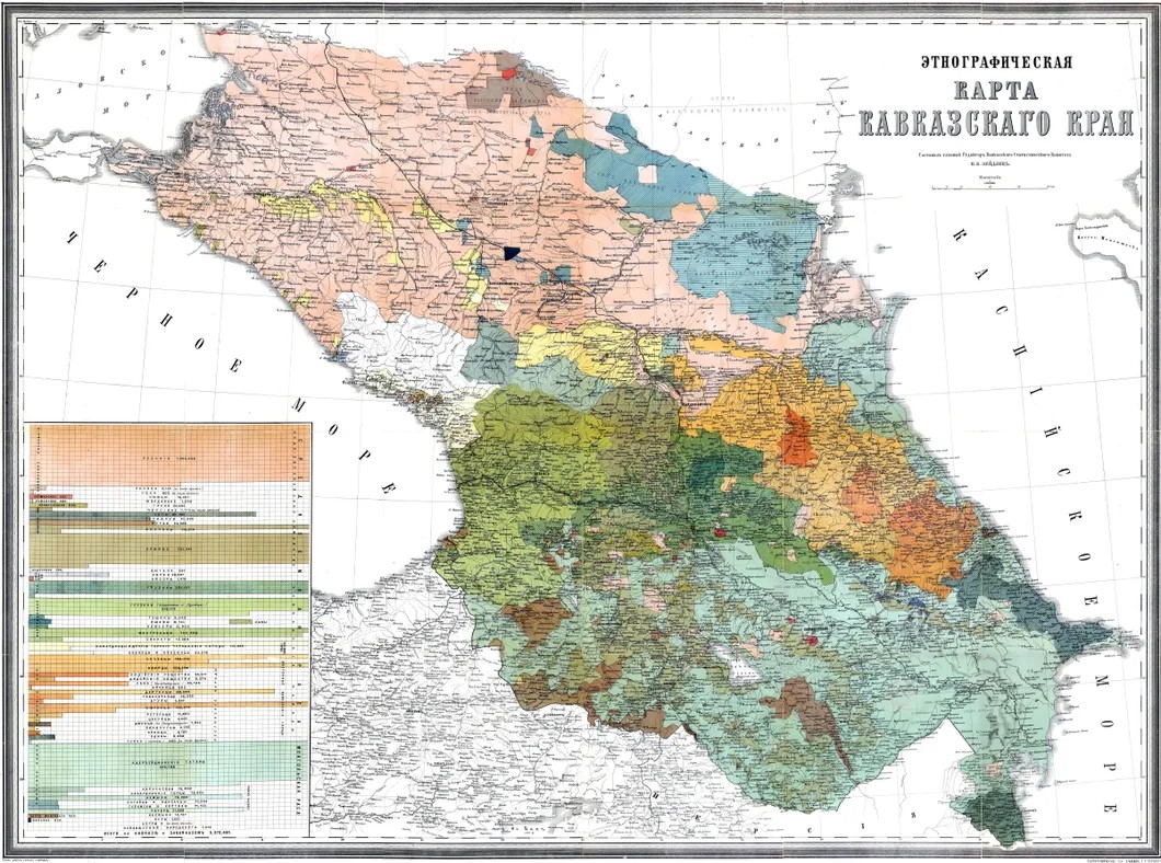 Этнографическая карта Кавказского региона XIX века