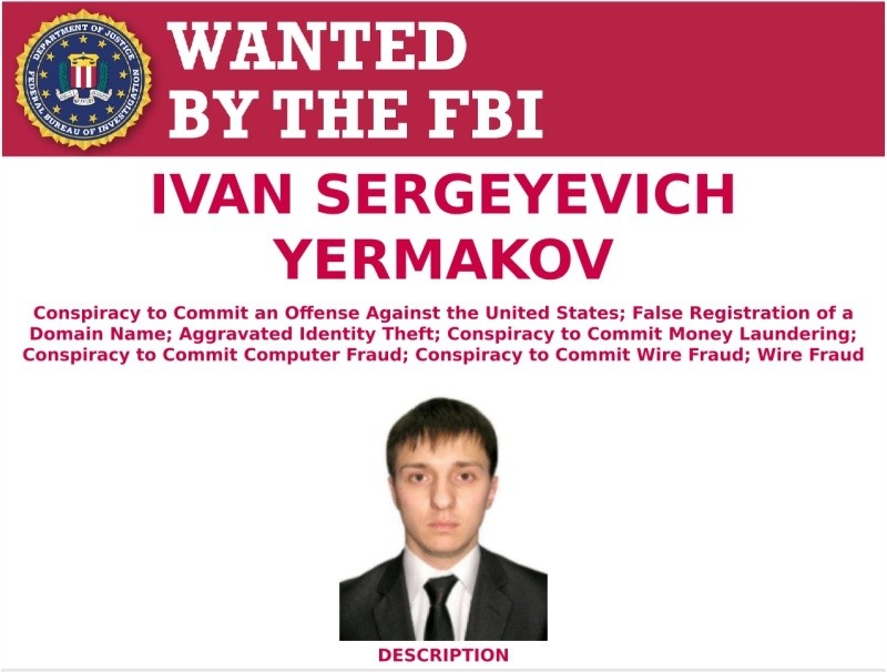 Иван Ермаков, разыскиваемый ФБР. Фото: justice.gov