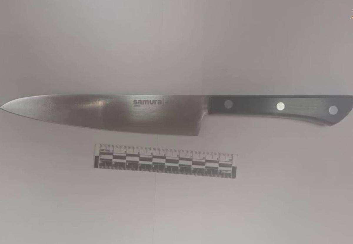 Нож, с которым семиклассница пришла в школу. Кадр из видео красноярского следкома