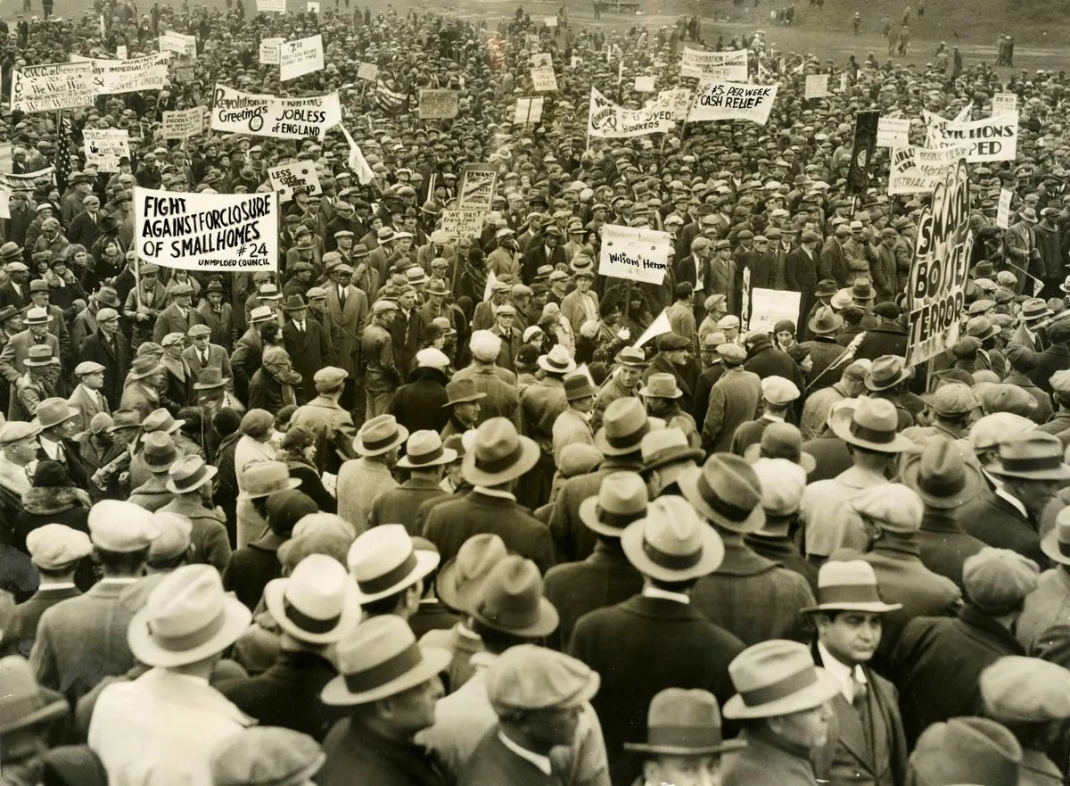 Митинг безработных в Грант-парке во время Великой депрессии, Чикаго. Фото: Imago / TASS