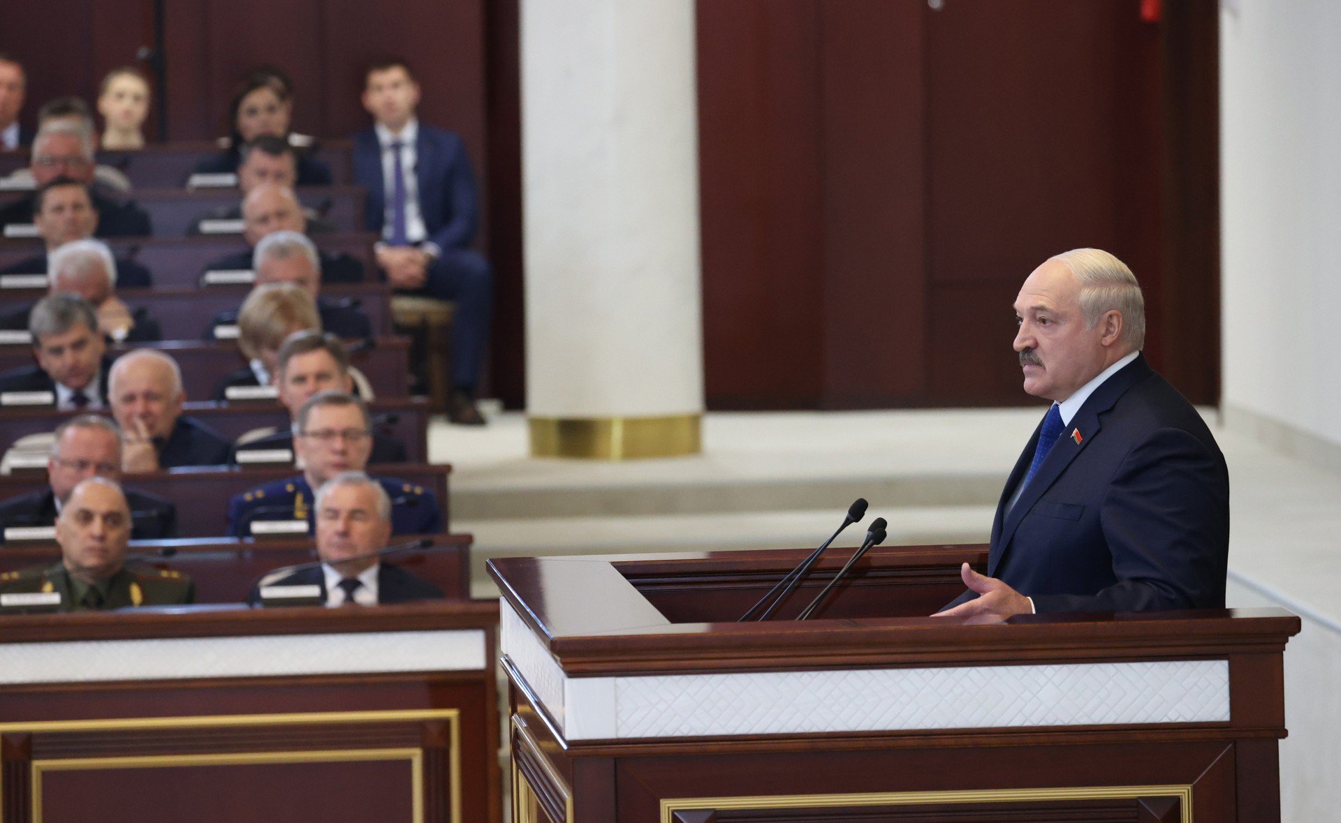 Александр Лукашенко во время выступления в Овальном зале Дома правительства, 26 мая 2021 года. Фото: ЕРА