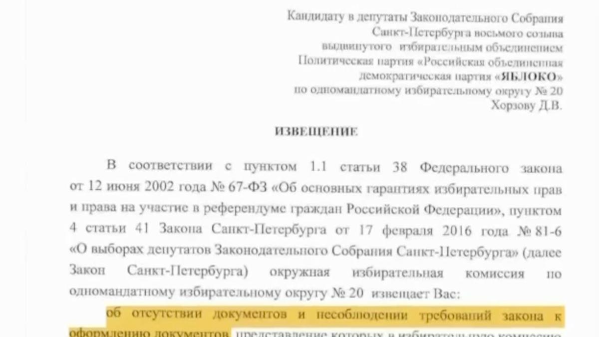 Избирком Петербурга «потерял» документы 11 кандидатов от «Яблока». Им грозит отказ в регистрации — донести справки нельзя