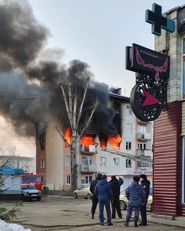 Пожар в закрытом городе. Фото: телекомпания ТВин г.Зеленогорск