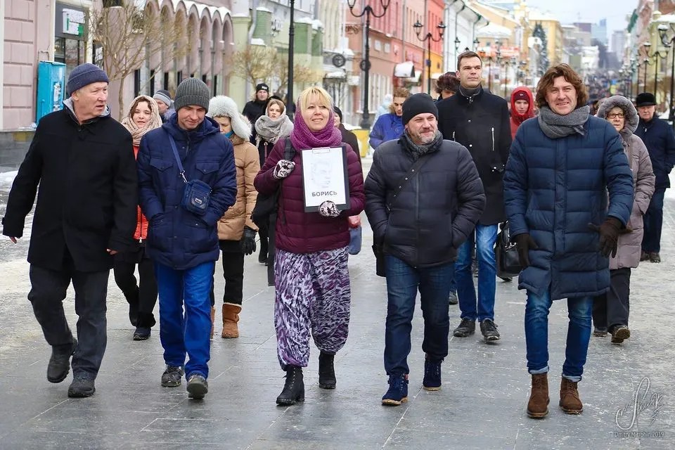 Ирина Славина с единомышленниками в Нижнем на марше памяти Бориса Немцова. Фото из личного архива / Facebook