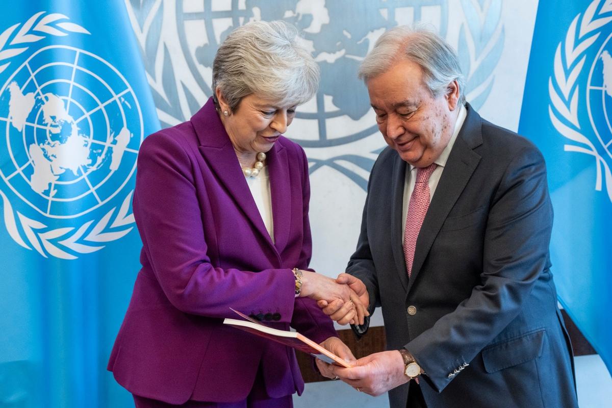 Генсек ООН Антониу Гутерриш встретился с бывшим премьер-министром Великобритании Терезой Мэй в Нью-Йорке. Фото: Zuma / TASS