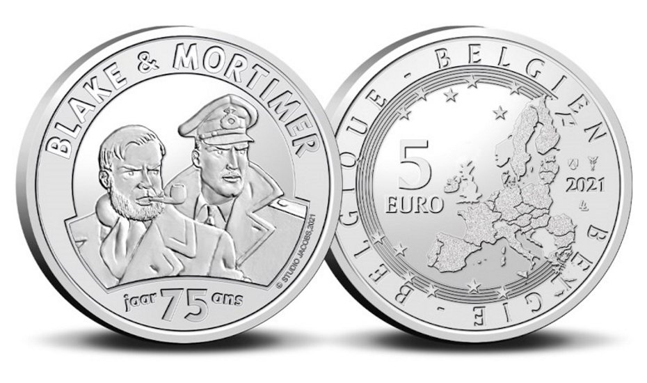 Бельгийские 5 евро с героями комиксов