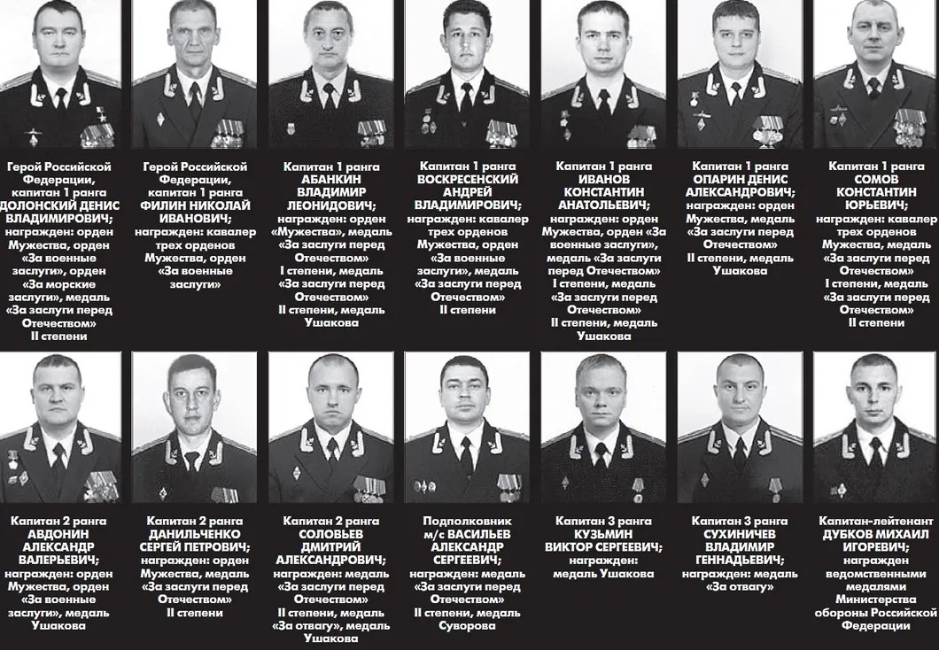 Фотографии погибших на подлодке «Лошарик» офицеров-подводников