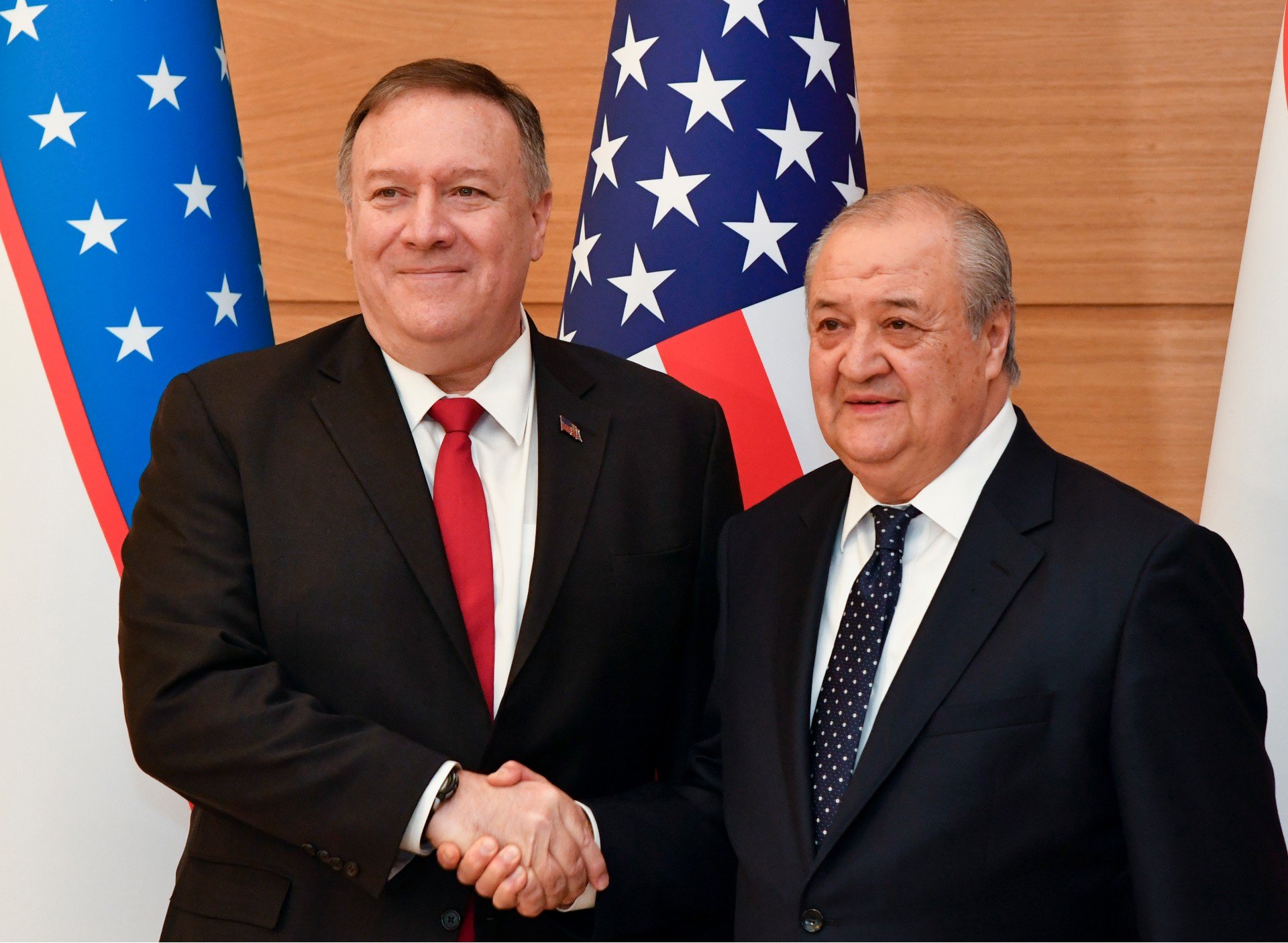Министр иностранных дел Узбекистана Абдулазиз Камилов и госсекретарь США Майк Помпео. Фото: AP Photo / ТАСС