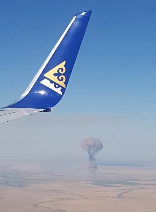 Взрыв в военчасти Арыси: вид с самолета. Фото: Павел Александров / Facebook