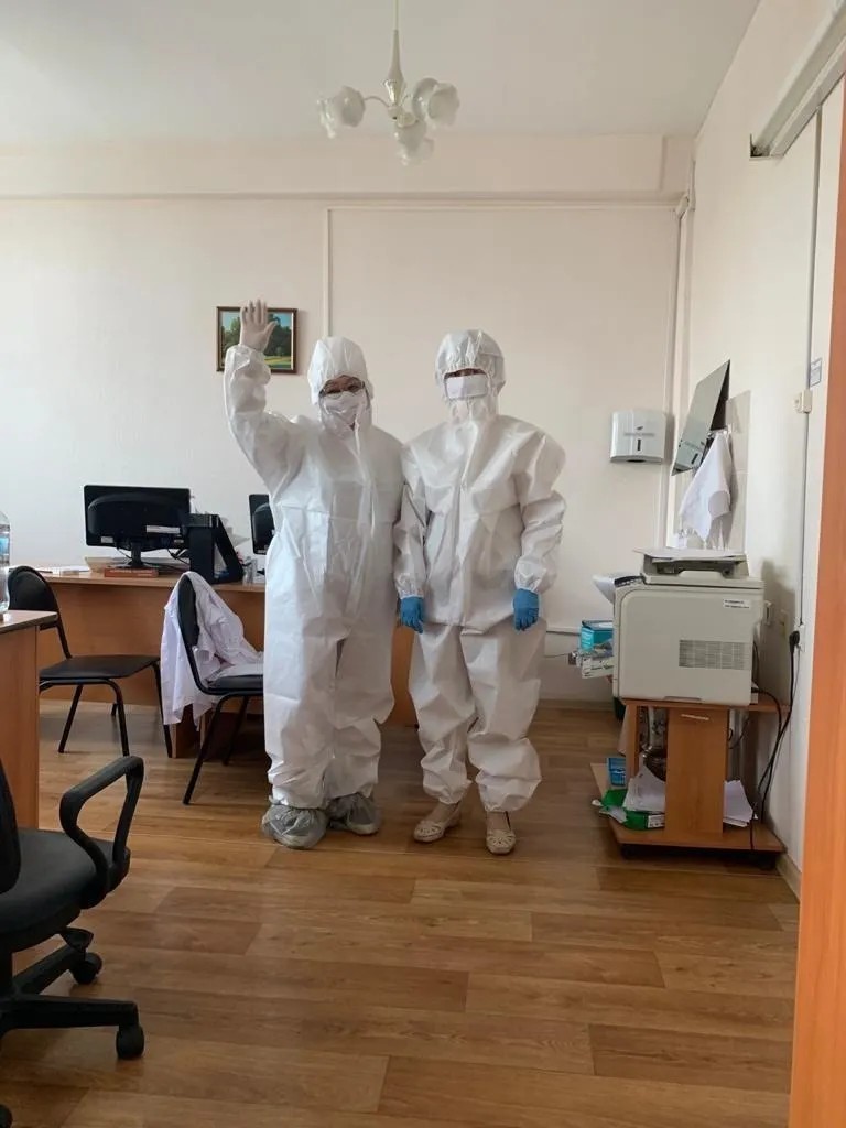 Medical staff in the quarantined hospital in Ufa. Photo sent by Timur Urazmetov