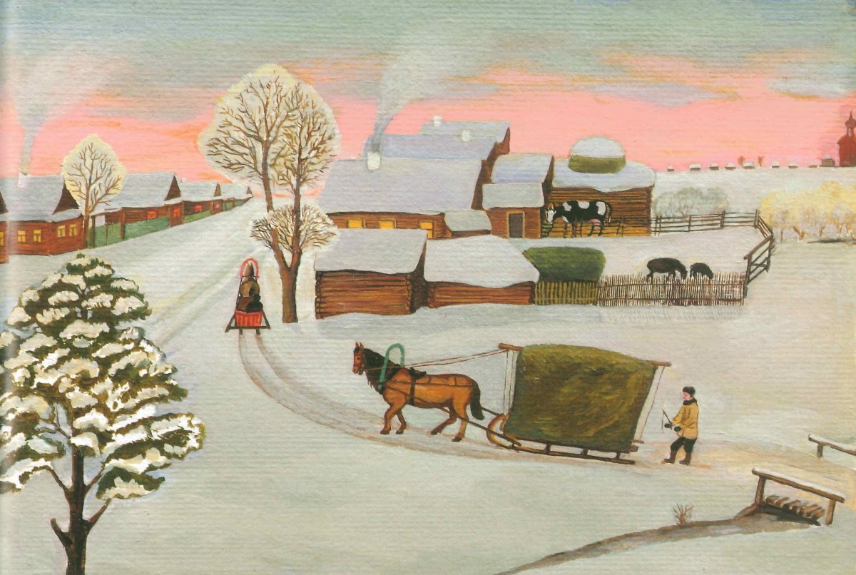Зима (Воз сена). 1977. Картина Ивана Сарычева