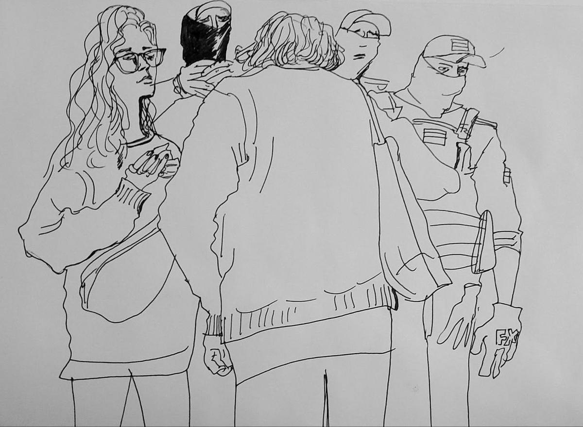 Рисунок Екатерины Галактионовой из суда. 4 декабря 2025 года