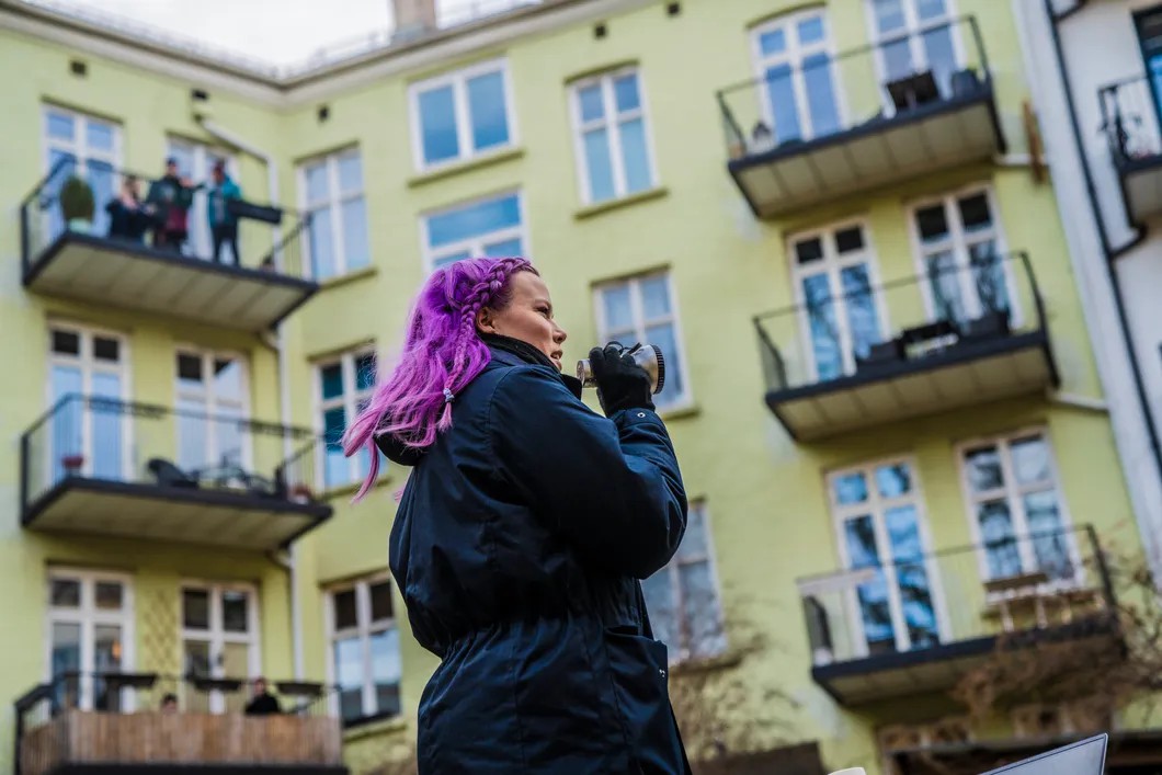 Флешмоб на балконах в Осло во время пандемии. Фото: Reuters