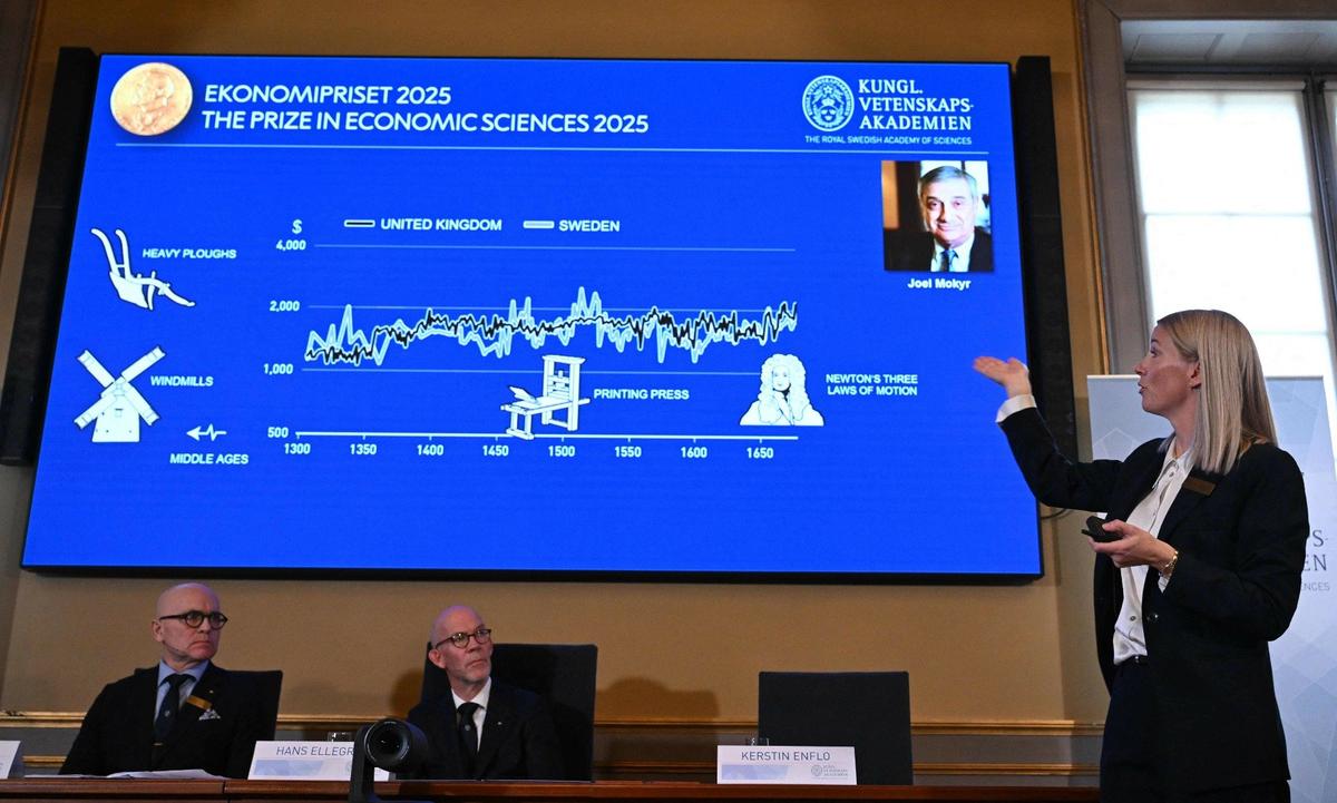 Оглашение имен лауреатов Нобелевской премии по экономике. Фото: JONATHAN NACKSTRAND / AFP / East News