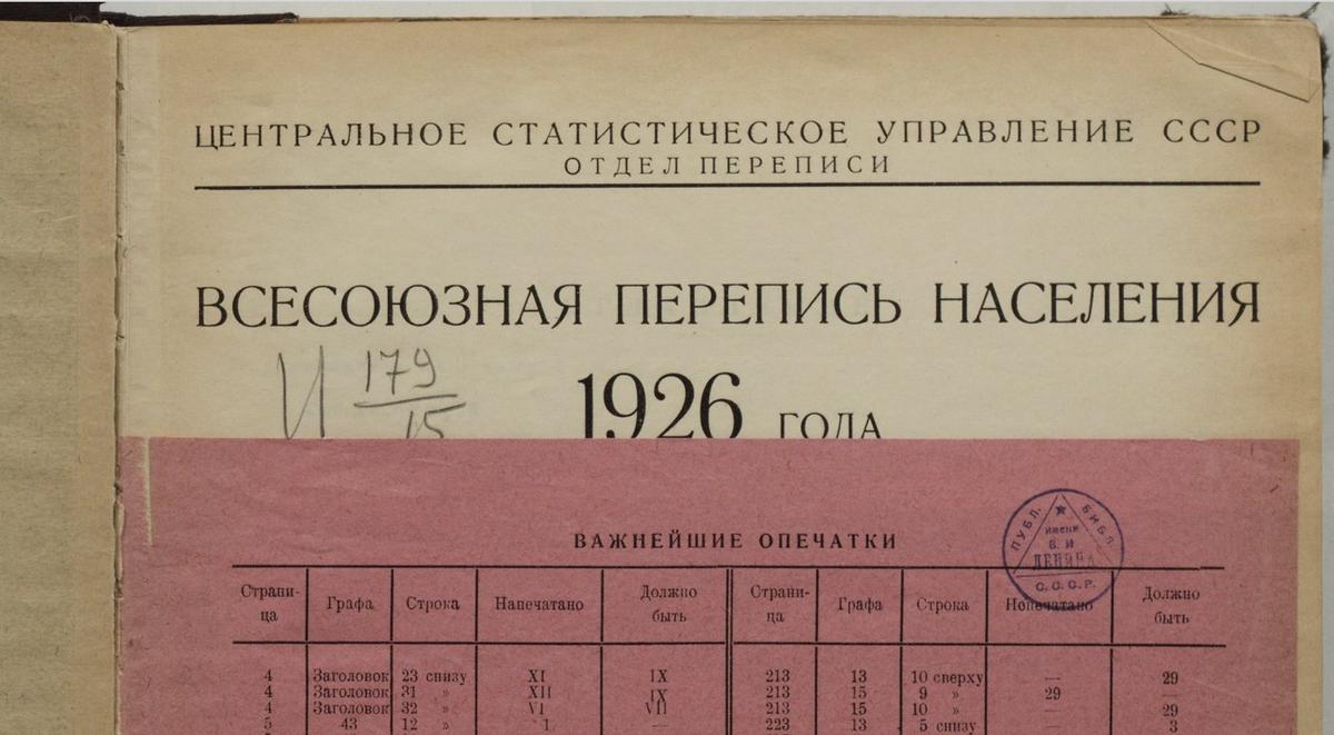 Том 23 переписи 1926 года, Сибирский край и Бурято-Монгольская АССР. Фото: static.statmuseum.ru