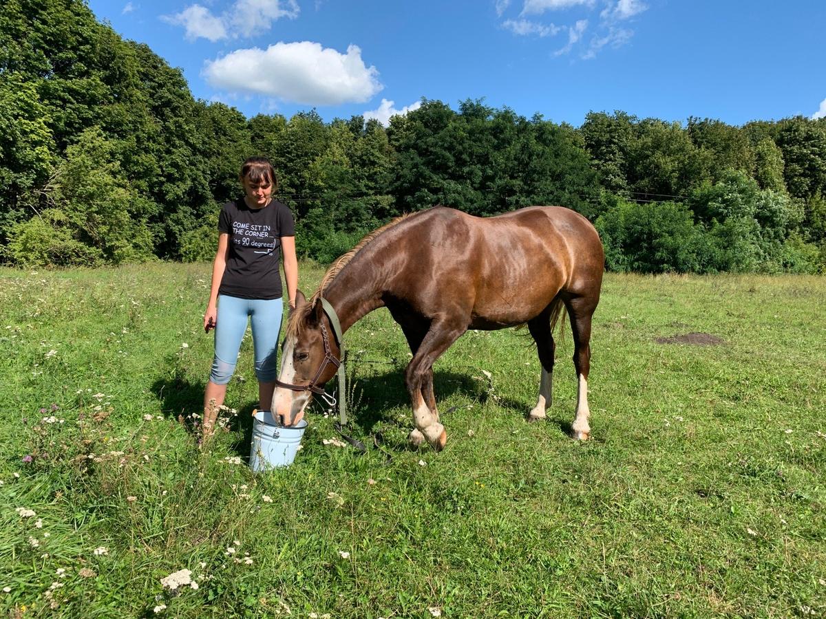 Старшая дочь Лера с лошадью Малышкой. Фото: Татьяна Васильчук / «Новая газета»