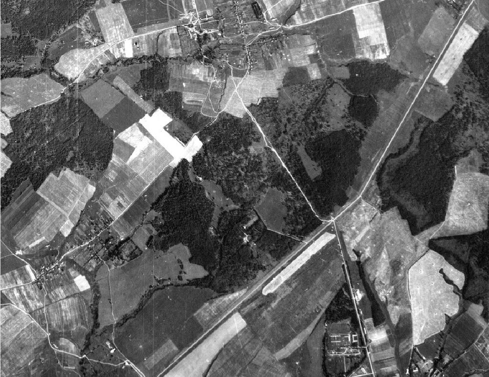 Аэрофотоснимок Люфтваффе, на котором видна территория «Коммунарки». 26 августа 1942 года