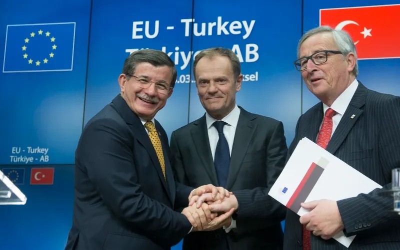 Министр иностранных дел Турции, председатель Евросовета и глава Еврокомиссии. Фото: EPA