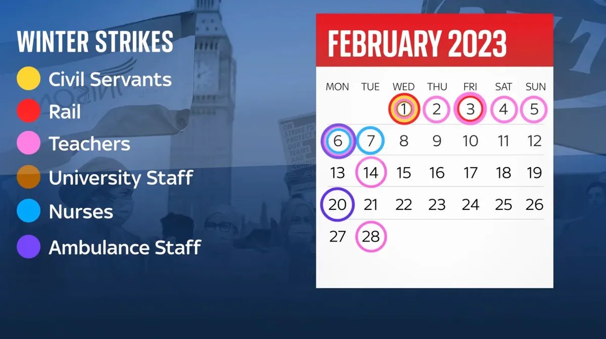 Календарь забастовок на февраль. Скриншот