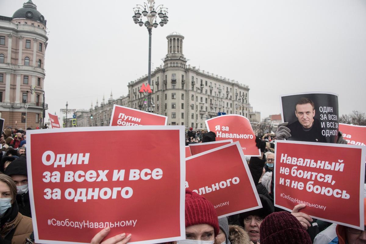 Акция в поддержку Алексея Навального. 2021 год. Фото: Виктория Одиссонова / «Новая газета»