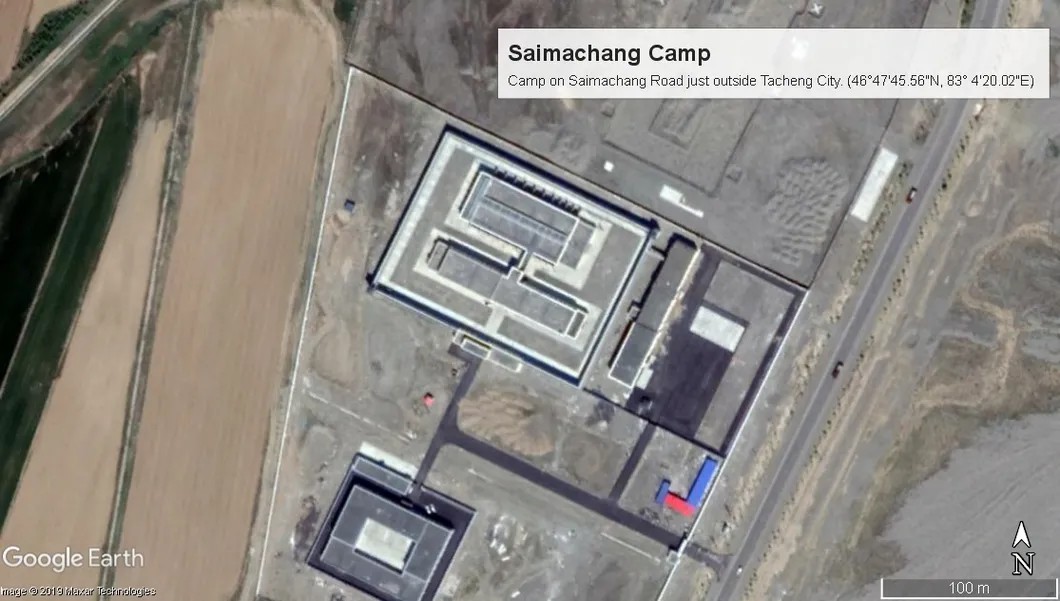 Снимок со спутника лагеря «политического перевоспитания», куда Аманжана и других узников в наручниках и кандалах перевели из первой тюрьмы