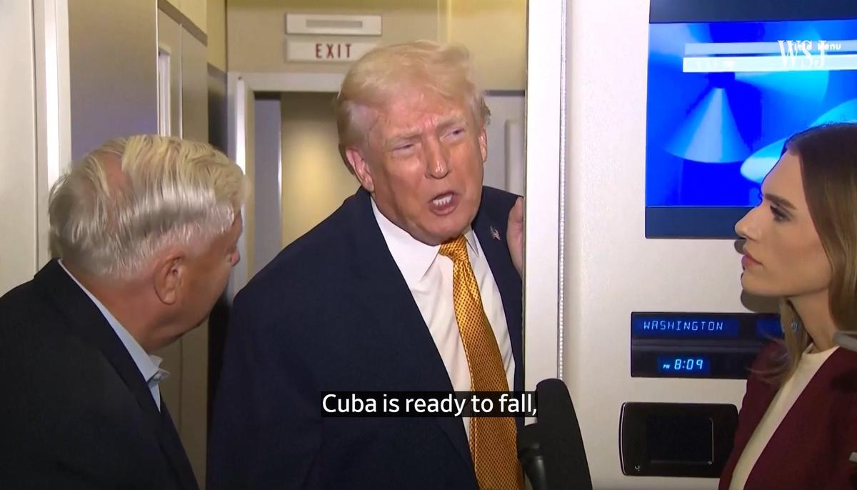 Кадр из ответа Трампа на вопрос о блокаде Кубы. Пресс-служба Белого дома