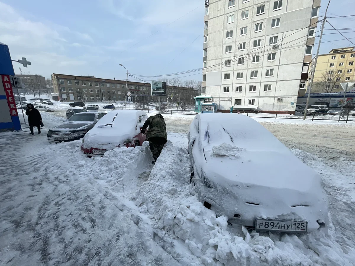 Жизнь в сугробе. Снегопад в Приморье вызвал коллапс. Скорые и трактора  застревают в сугробах. Прохожих сдувает ветром — Новая газета