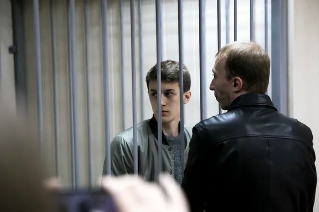 Егор Жуков в суде. Фото: Влад Докшин / «Новая газета»