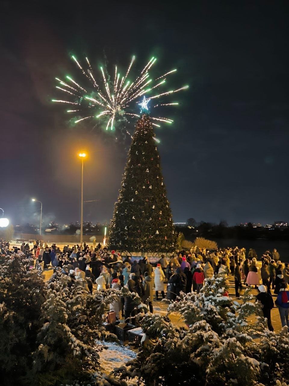Сквер имени 80-летия образования Краснодарского края в новогоднюю ночь. Фото: соцсети