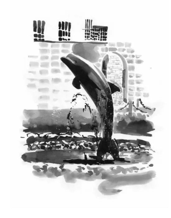 «Черный дельфин» — скульптура в колонии для пожизненно осужденных. Рисунок Анастасии Збуцкой