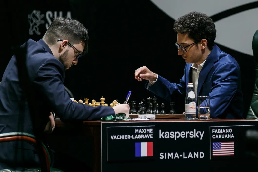 Вашье-Лаграв и Фабиано Каруана (слева направо) во время турнира в Екатеринбурге. Фото: Алексей Колчин / ТАСС