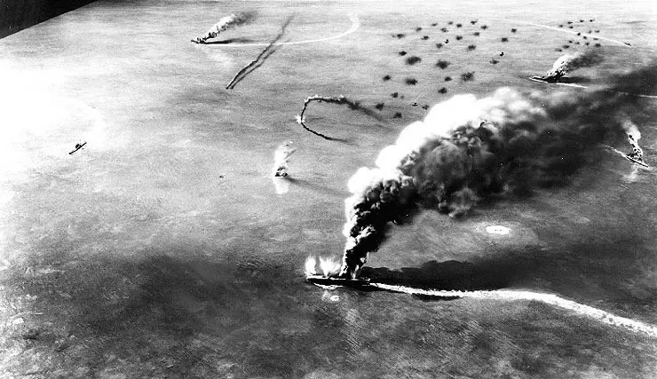 Сражение за атолл Мидуэй, июнь 1942. Фото: Официальная работа фотографа флота США, Национальный Архив, Морской Исторический Центр.