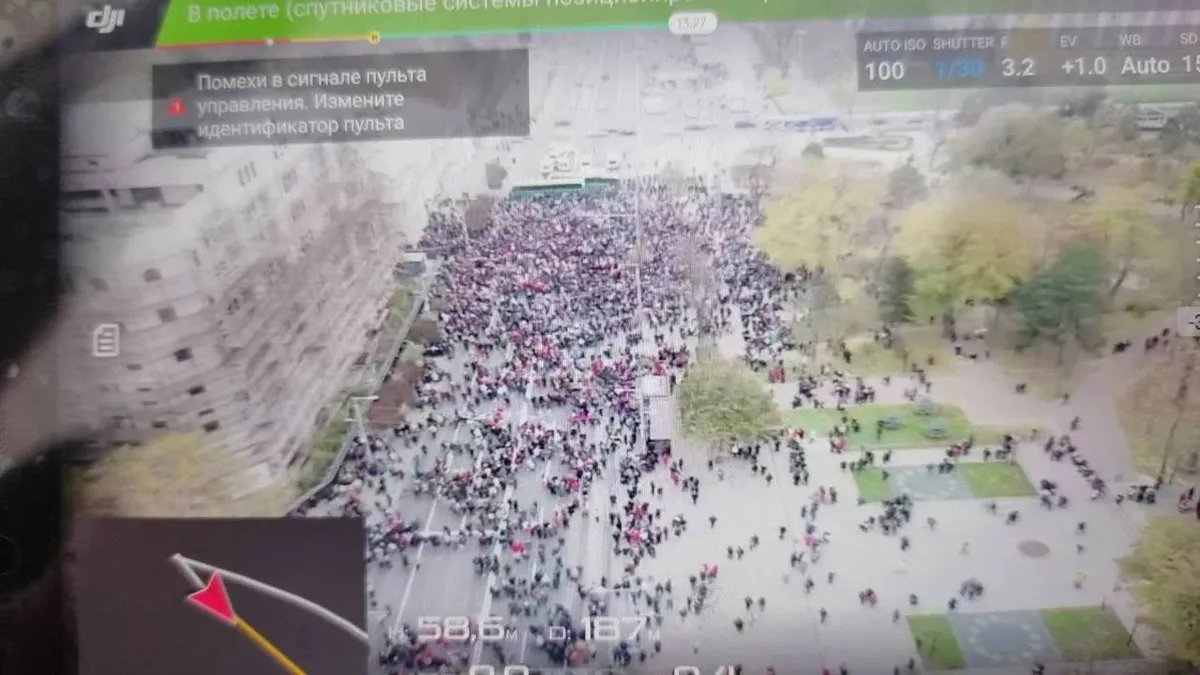 Фотография митинга с дрона