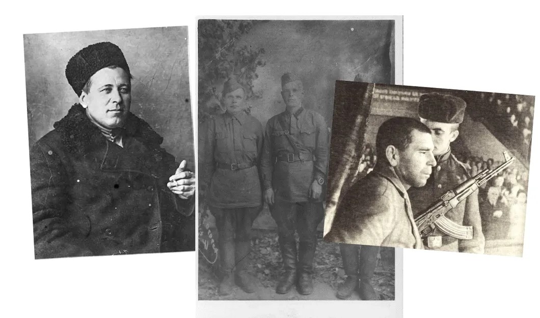 Полицаи Соликовский (слева), Кулешов (на центральном фото стоит справа) и Мельников (на крайнем справа фото на переднем плане).