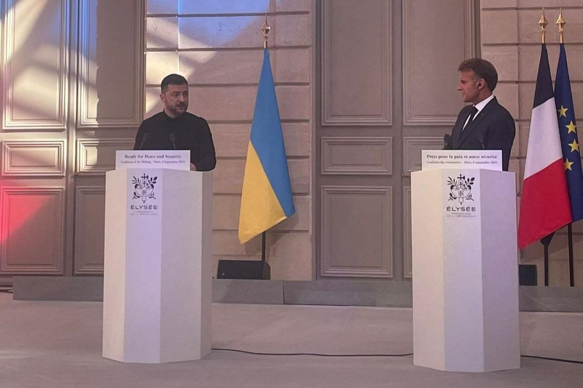 Пресс-конференция по итогам саммита в Елисейском дворце. Фото: Юрий Сафронов / «Новая газета»