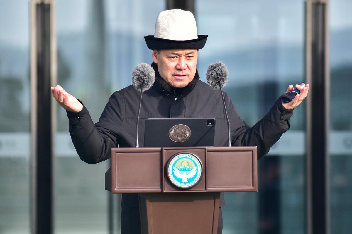 Президент Киргизии Садыр Жапаров во время открытия первого в Киргизии. Фото: Владислав Ногай / ТАСС