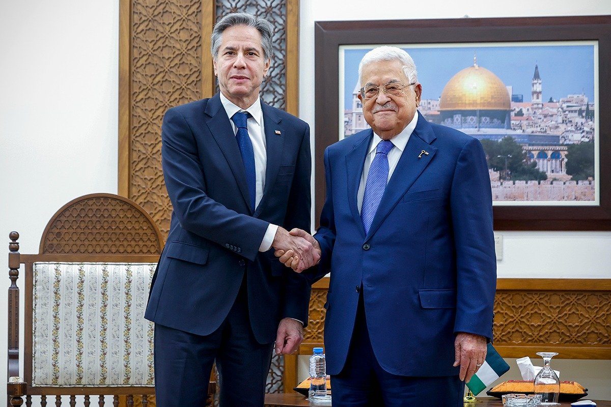 Встреча госсекретаря США Энтони Блинкена и президента Палестины Махмуда Аббаса в Рамалле. Фото: AP / TASS
