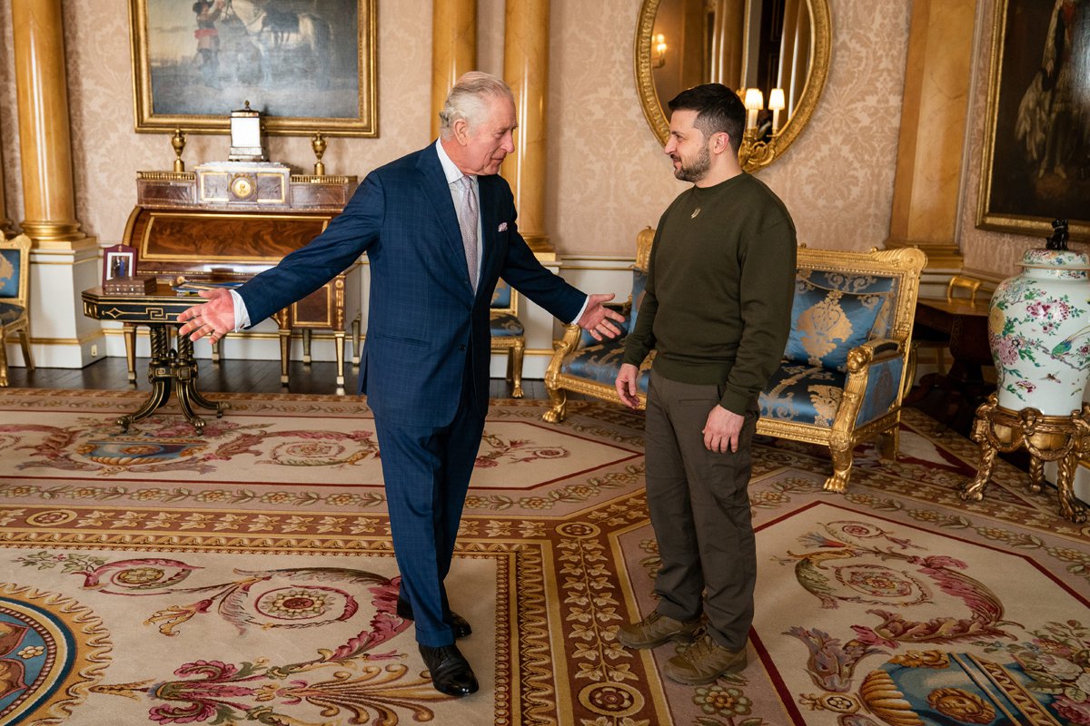 Король Великобритании Карл III встретился с президентом Украины Владимиром Зеленским в Букингемском дворце. Фото: Zuma \ TASS