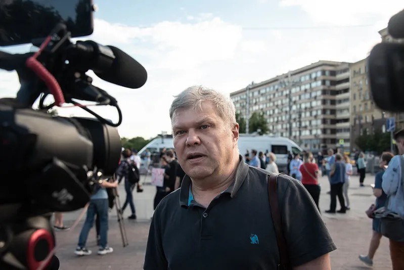 Сергей Митрохин на митинге против поправок в Москве 1 июля 2020 года. Фото: Виктория Одиссонова / «Новая»