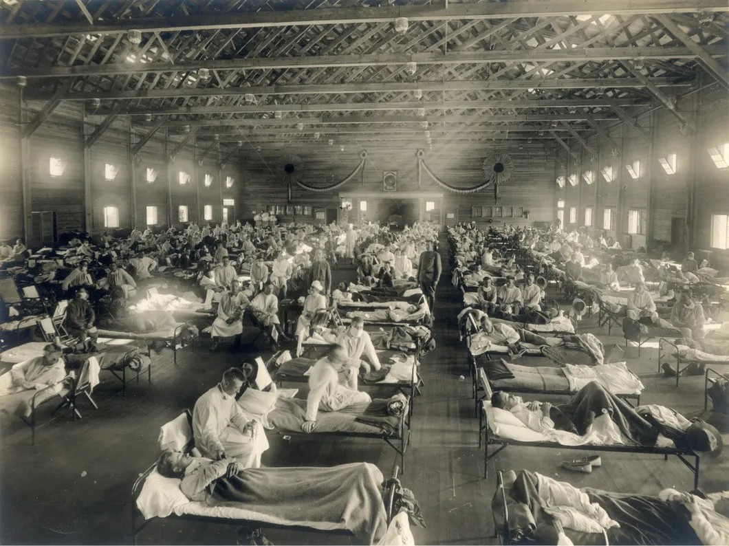 Солдаты армии США в госпитале лагеря Форстон, Канзас, 1918 год. Фото: National Museum of Health and Medicine