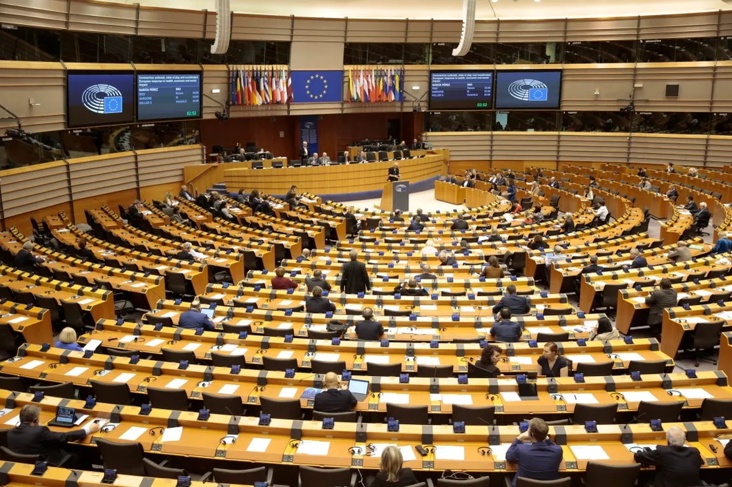На пленарном заседании Европарламента по коронавирусу. Фото: EPA