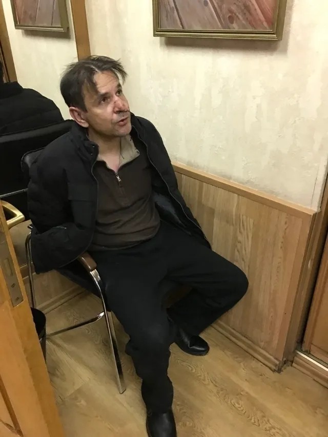 Борис Гриц задержан после нападения на Татьяну Фельгенгауэр в редакции. Фото: Виталий Рувинский / «Эхо Москвы»